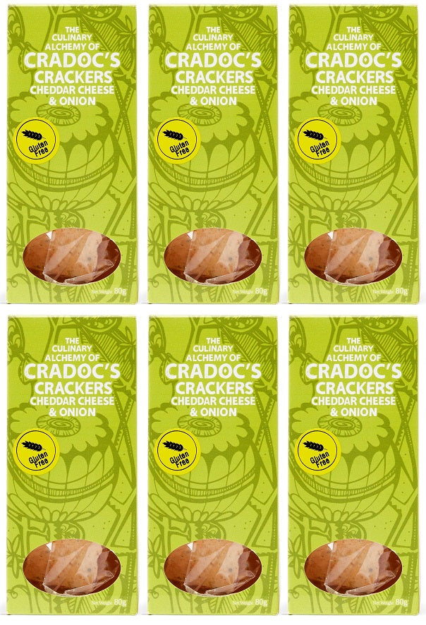 6 x Cradoc's Cheddar & Onion Chutney Crackers - 80g