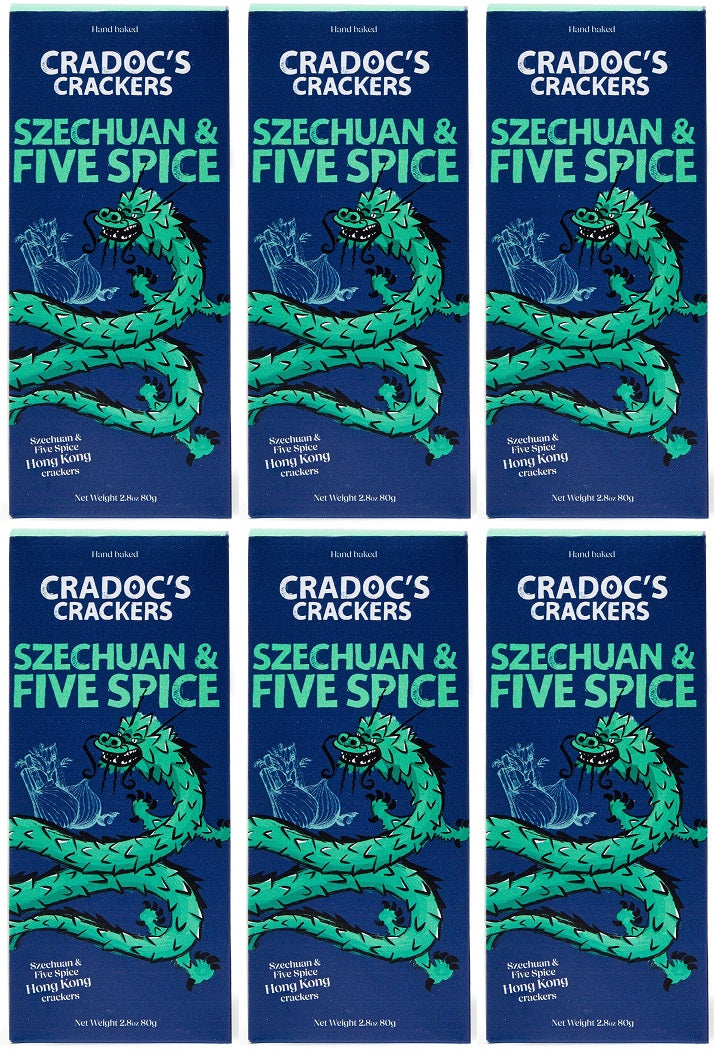 6 x Cradoc's Szechuan & Five Spice Crackers - 80g