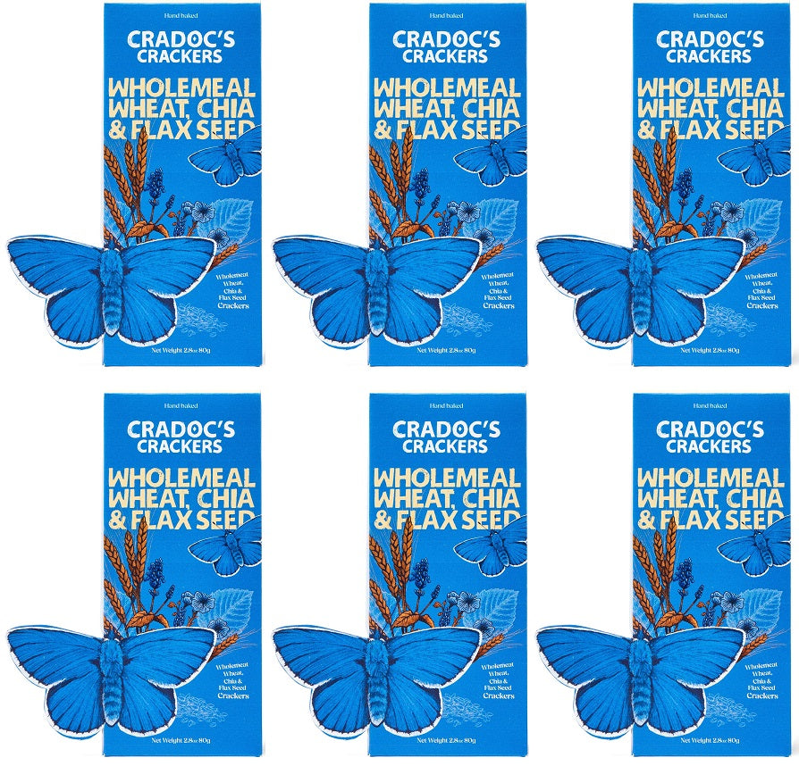 6 x Cradoc's Wholemeal, Flax & Chia Crackers - 80g