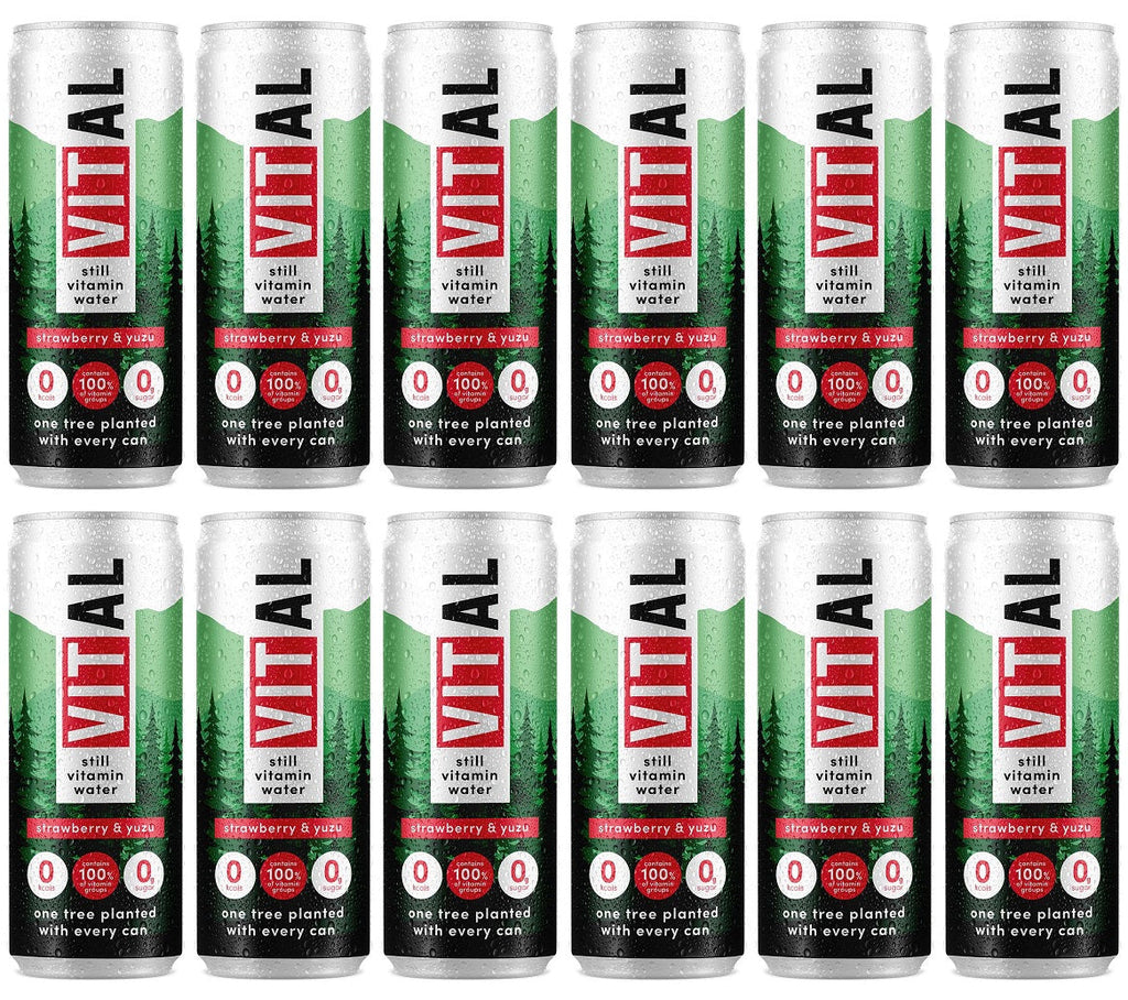 12 x Vital Drinks Strawberry & Yuzu Still Vit Water - 330ml