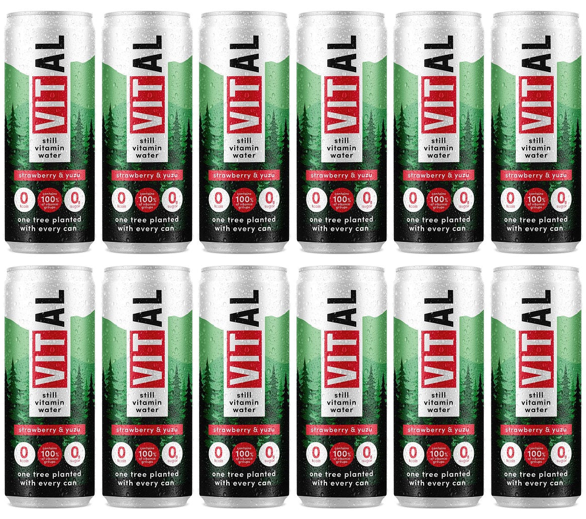 12 x Vital Drinks Strawberry & Yuzu Still Vit Water - 330ml