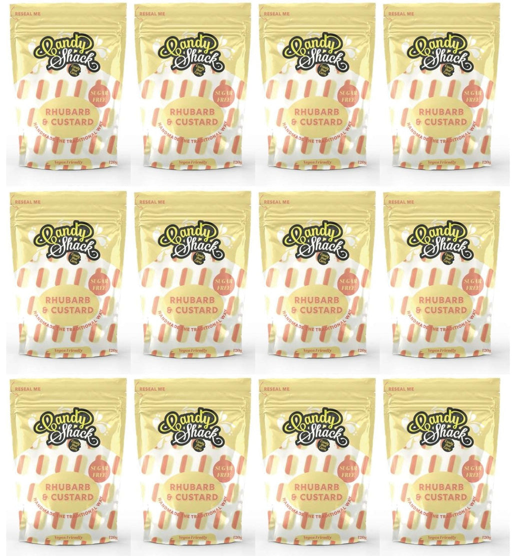 12 x Candyshack Sugar Free Rhubarb & Custard - 120g
