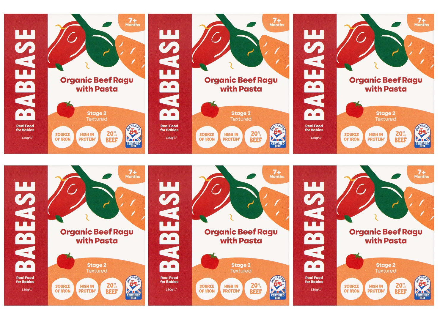 6 x Babease Org Beef Ragu with Pasta Pot - 130g