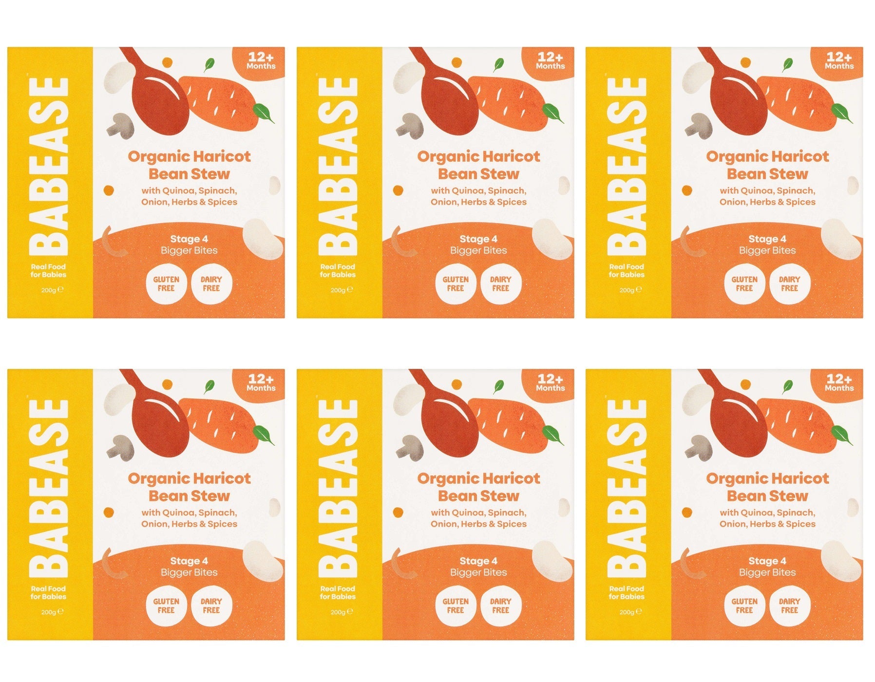 6 x Babease Org Haricot Bean Stew Pot - 200g