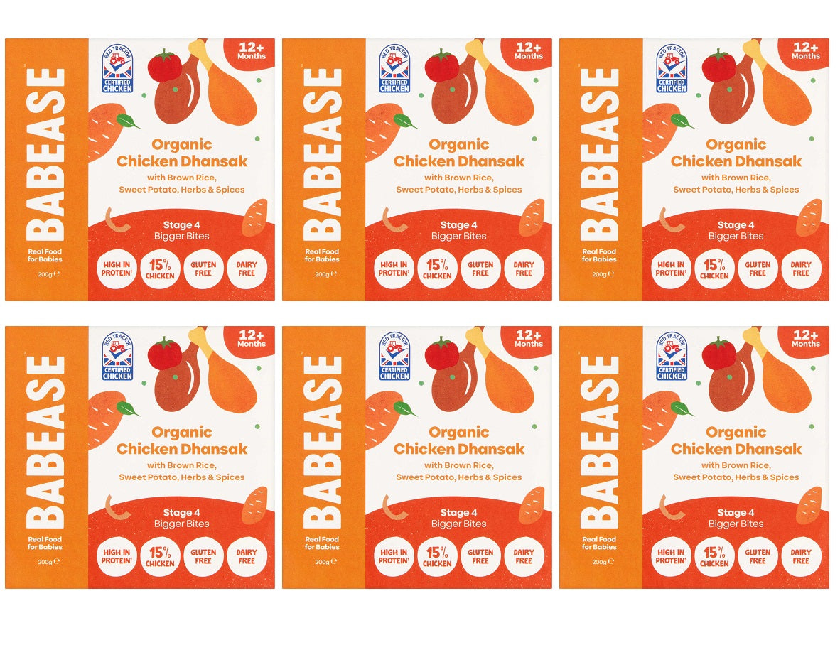 6 x Babease Org Chicken Dhansak Brown Rice Pot - 200g
