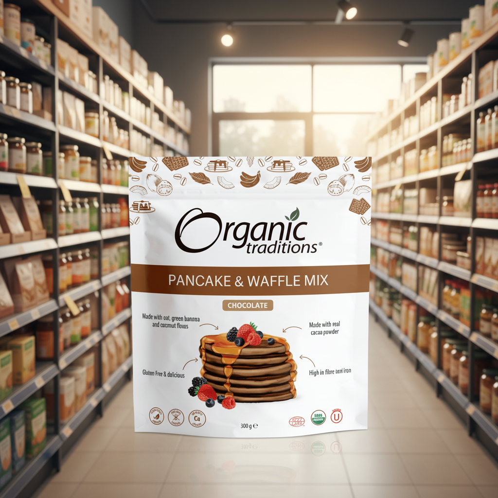 Organic Traditions Org Choc Pancake & Waffle Mix - 300g