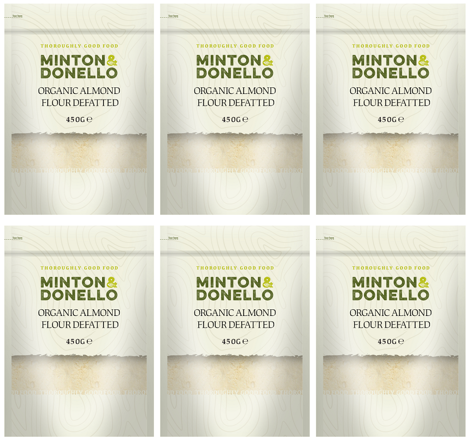 6 x Minton & Donello Org Almond Flour Defatted - 450g