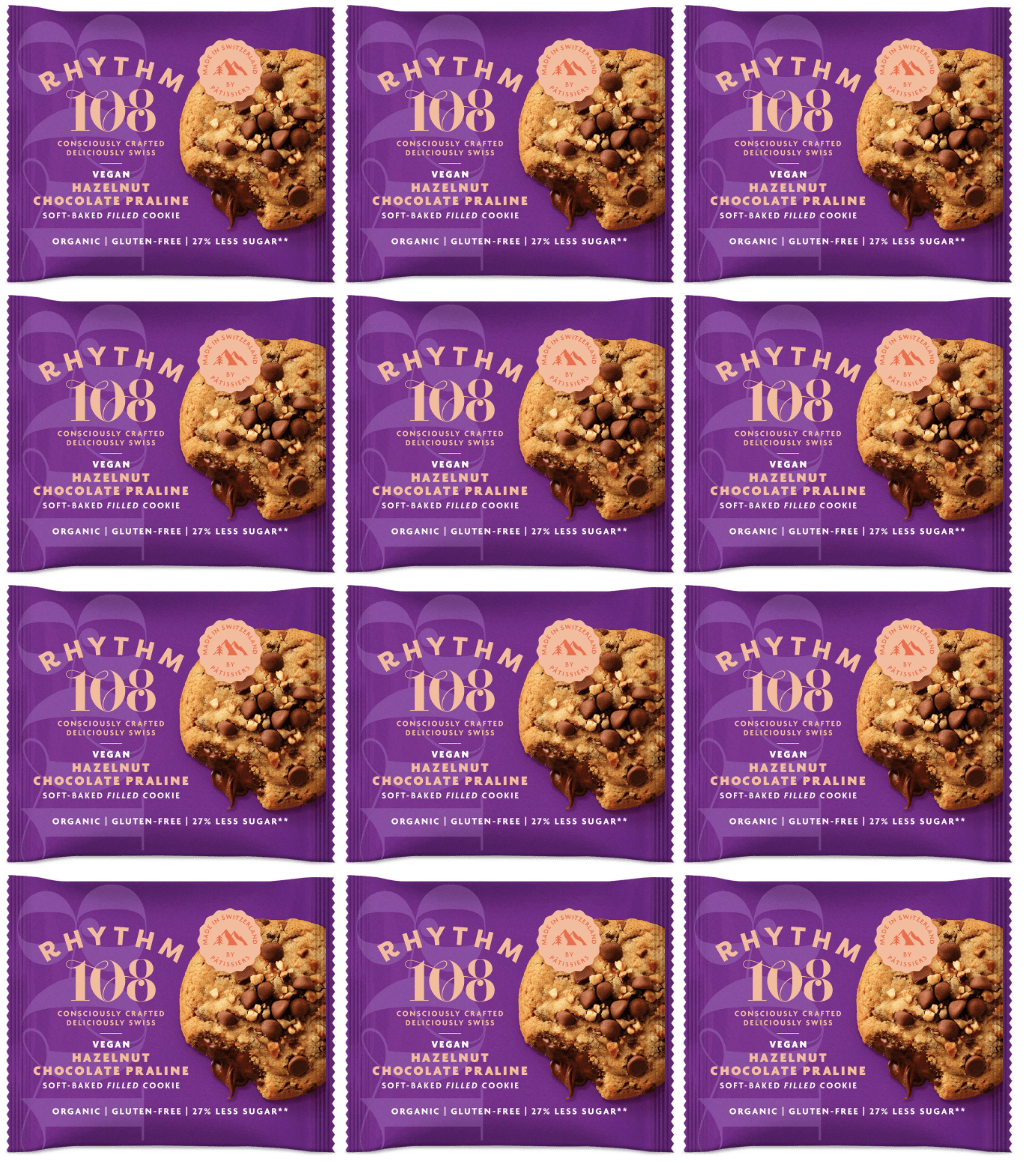 12 x Rhythm 108 Hazelnut Choc Praline Cookie - 50g