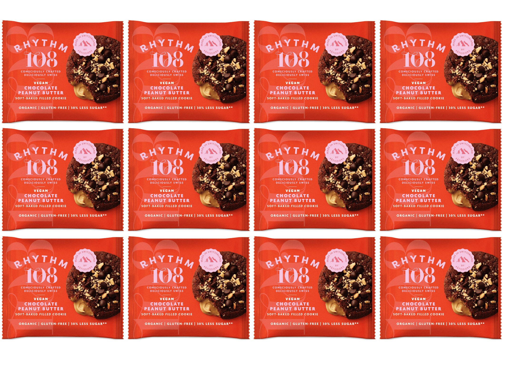 12 x Rhythm 108 Choc Peanut Butter Cookie  - 50g
