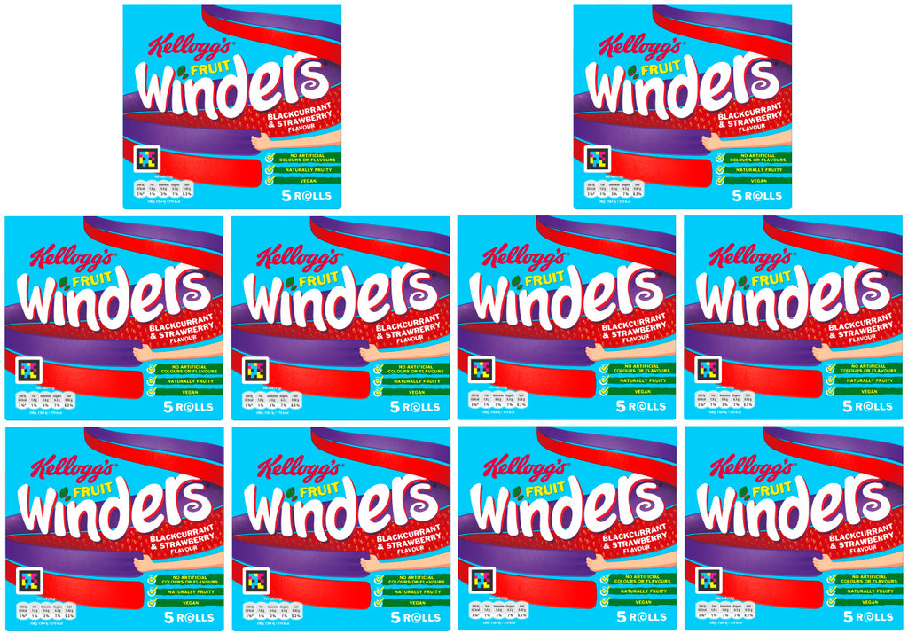 10 X Fruit Winders Strawberry & Blackcurrent 5 x 17g pack