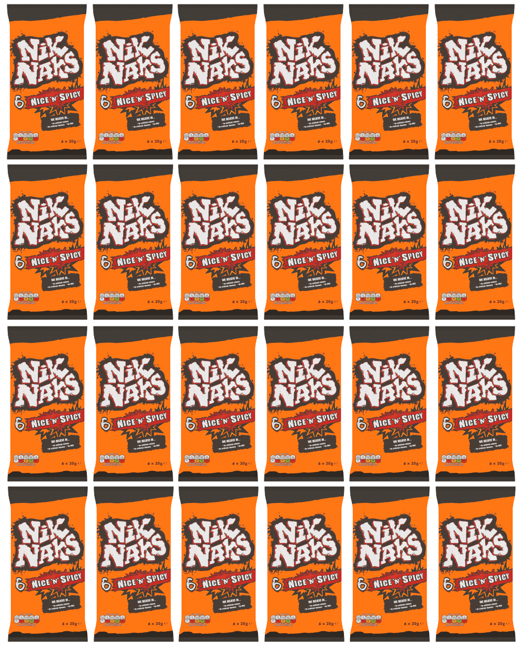 24 X Nik Naks Nice N Spicy 6Pk 6X20GM