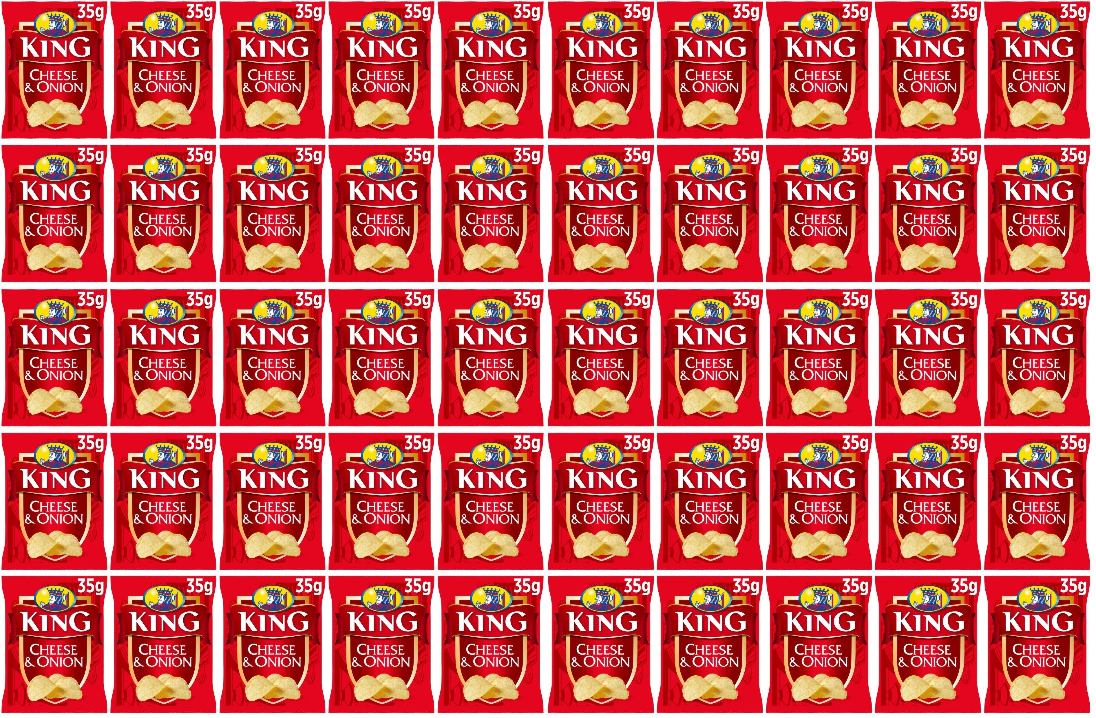 50 x King Cheese & Onion Flavour Potato Crisps 35G