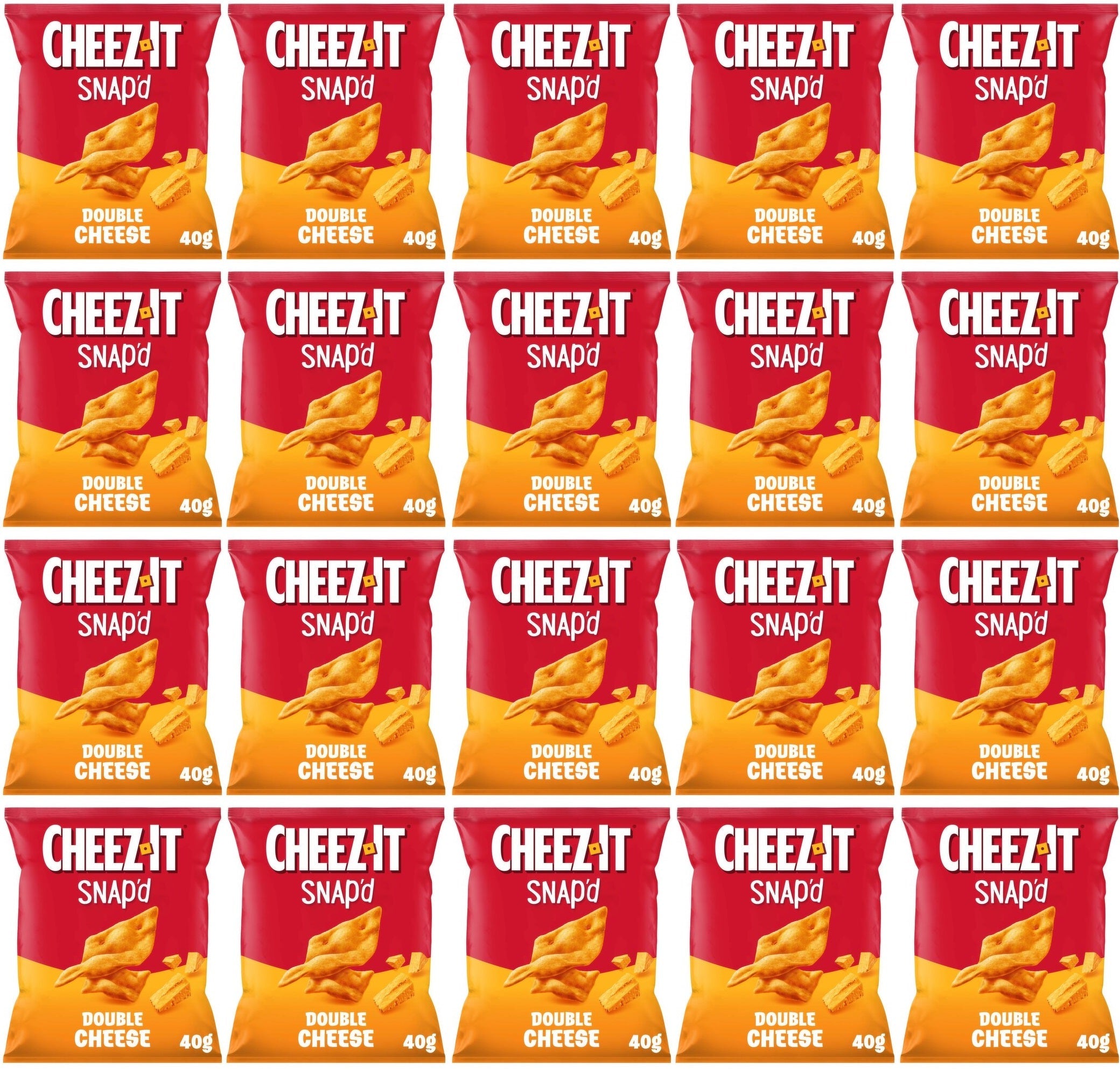 20 x Cheez-It Snap D Double Cheese Baked Snacks 40G