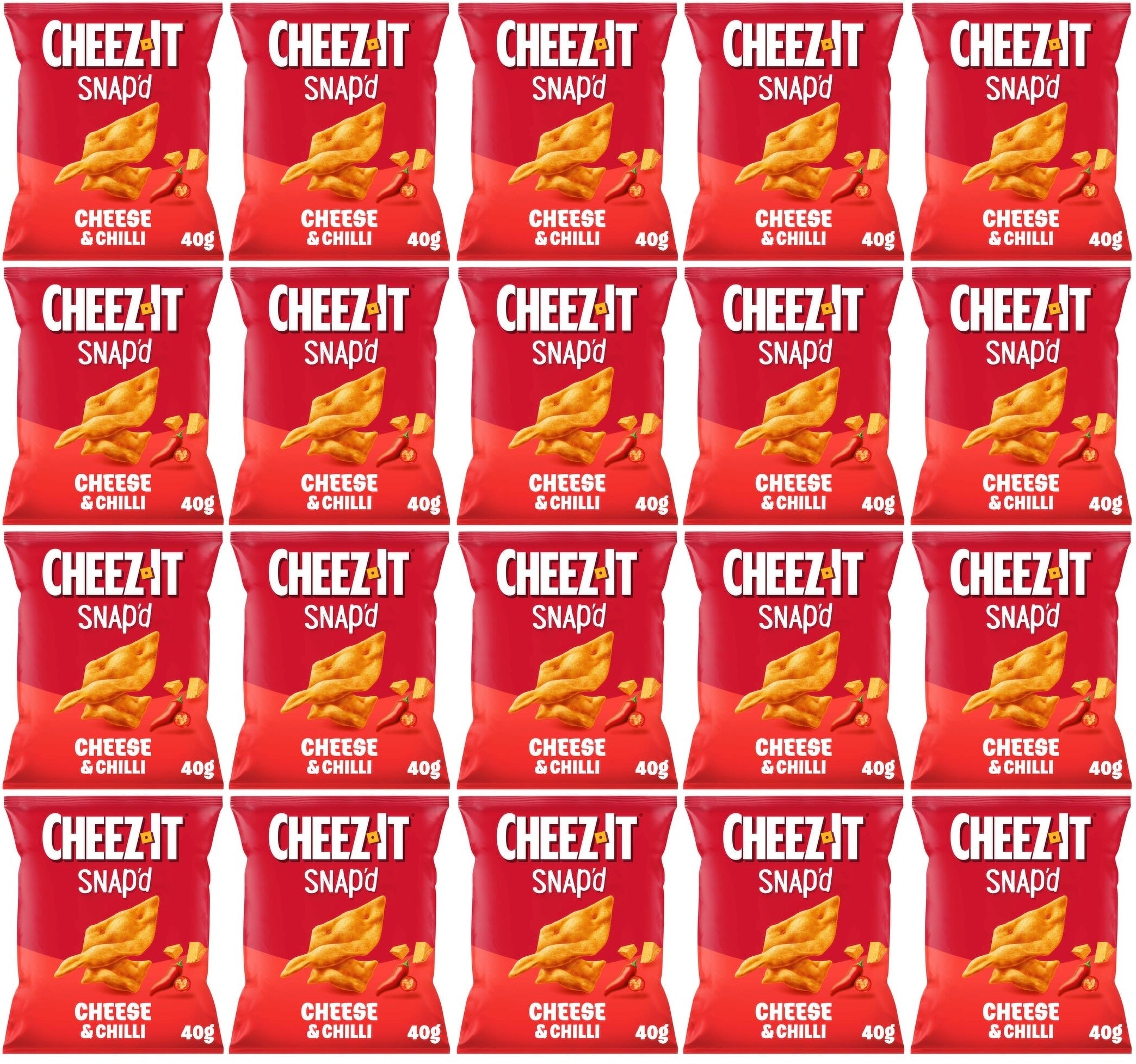 20 x Cheez-It Snap D Cheese & Chilli Baked Snacks 40G