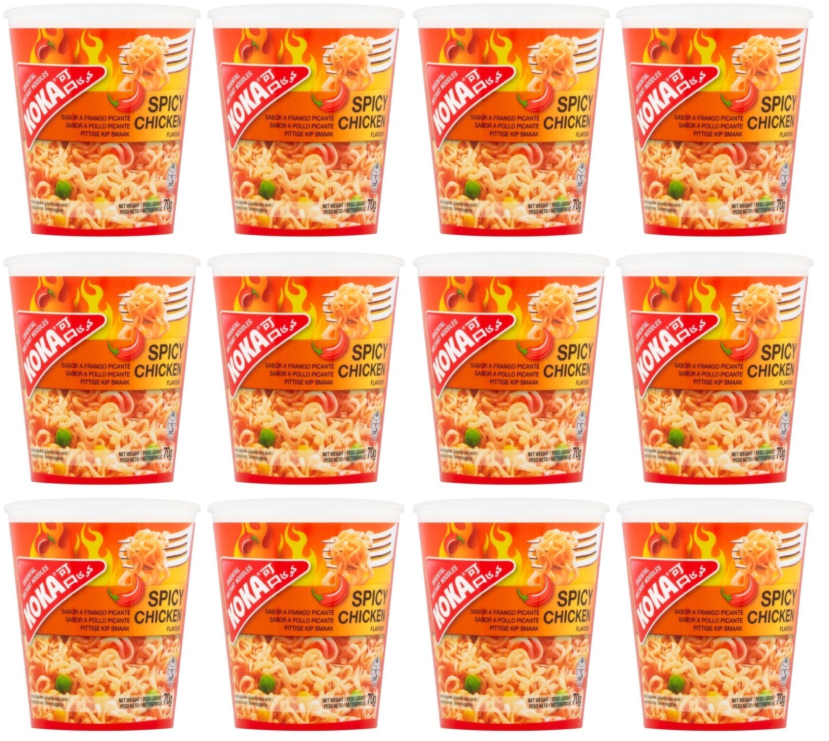 12 x Koka Spicy Chicken Flavour Oriental Instant Noodles 70G