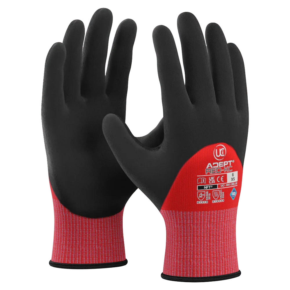 Adept KC Red Knuckle Coated NFT Gloves (10 Pack)