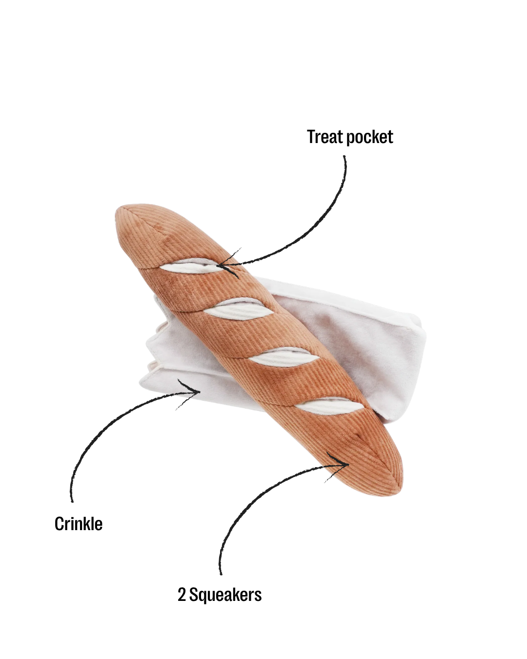 Baguette enrichment dog toy