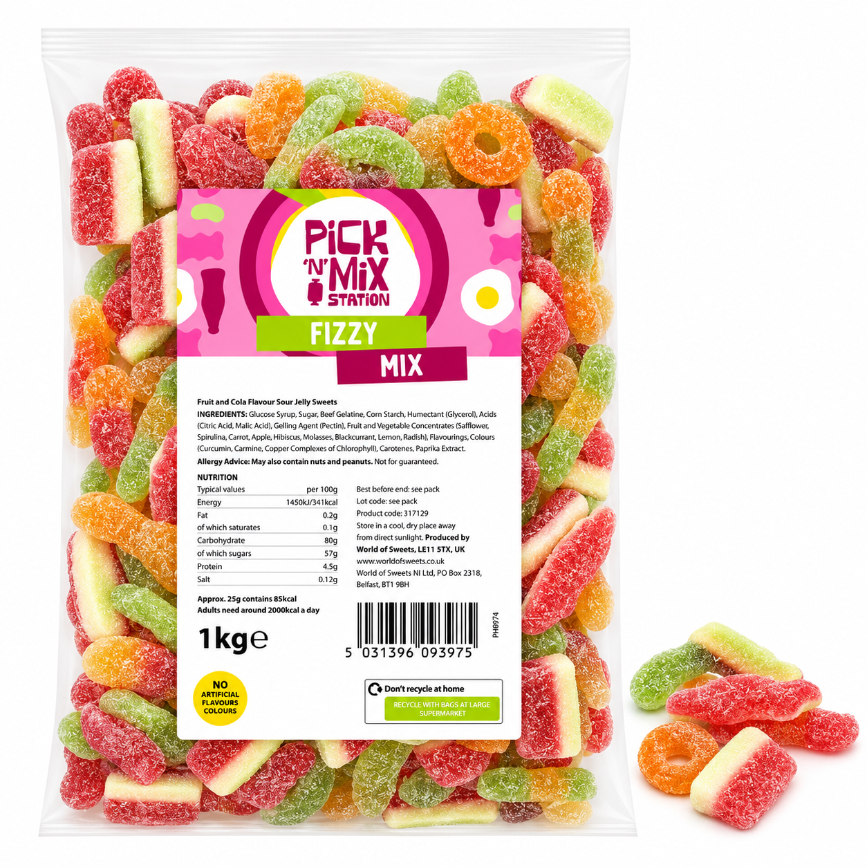 1kg Fizzy Sweets Mix Bag
