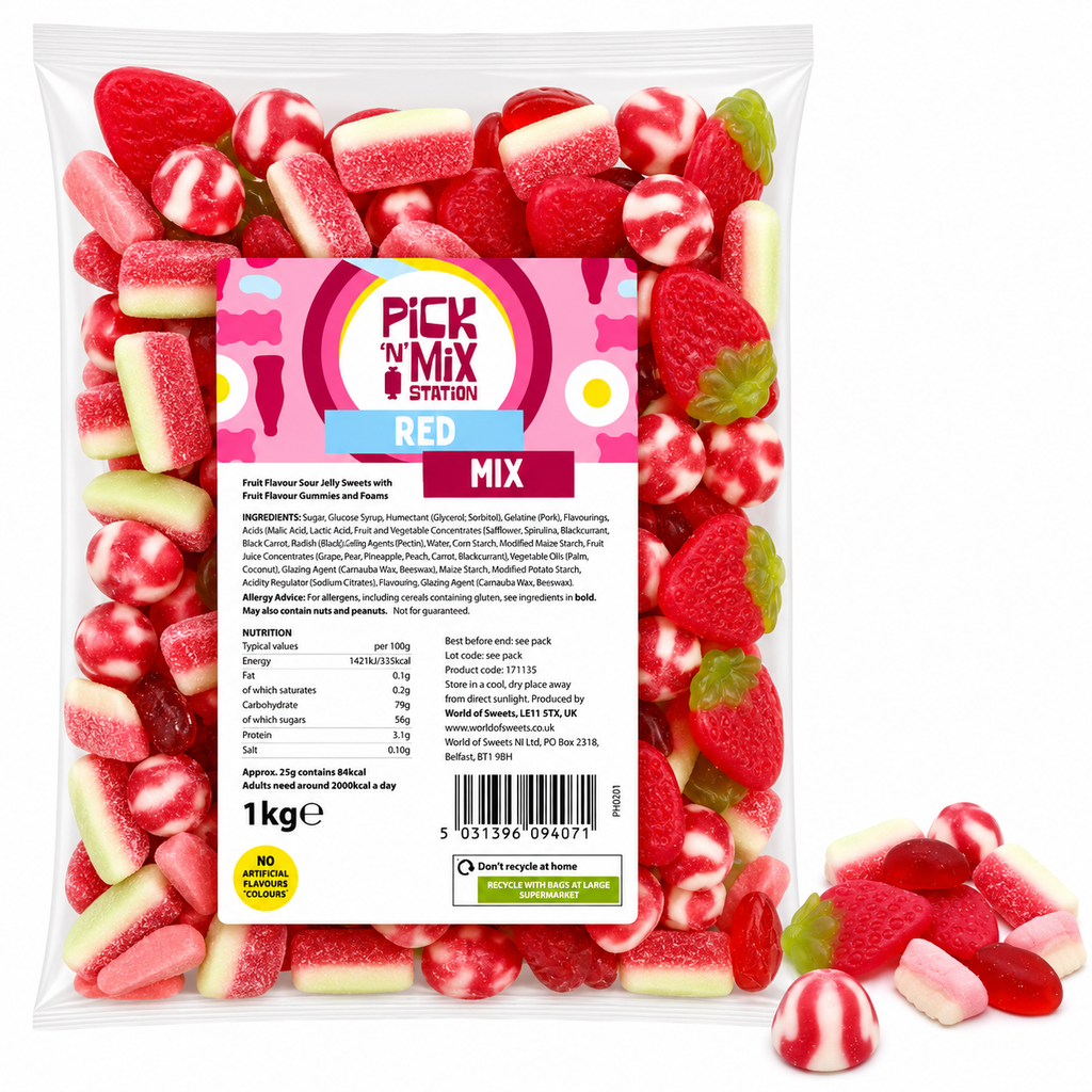 1kg Red Sweets Mix Bag