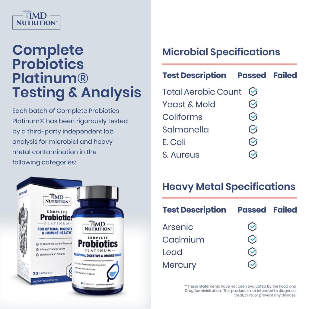 1MD Complete Probiotics Platinum | 51 Billion CFU, 11 Strains, Dairy-Free | Digestive Health Support | 3-Pack