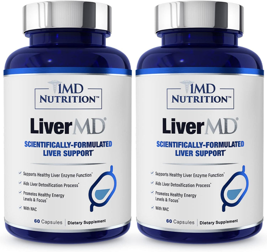 1MD LiverMD Liver Support Supplement | Siliphos Silybin for High Bioavailability | 60 Capsules (2-Pack)