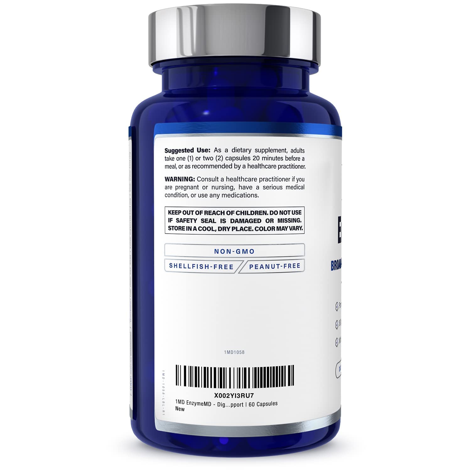 1MD Nutrition EnzymeMD – Doctor-Formulated Digestive Enzymes with 18 Plant-Based Enzymes, 120 Capsules (2-Pack)