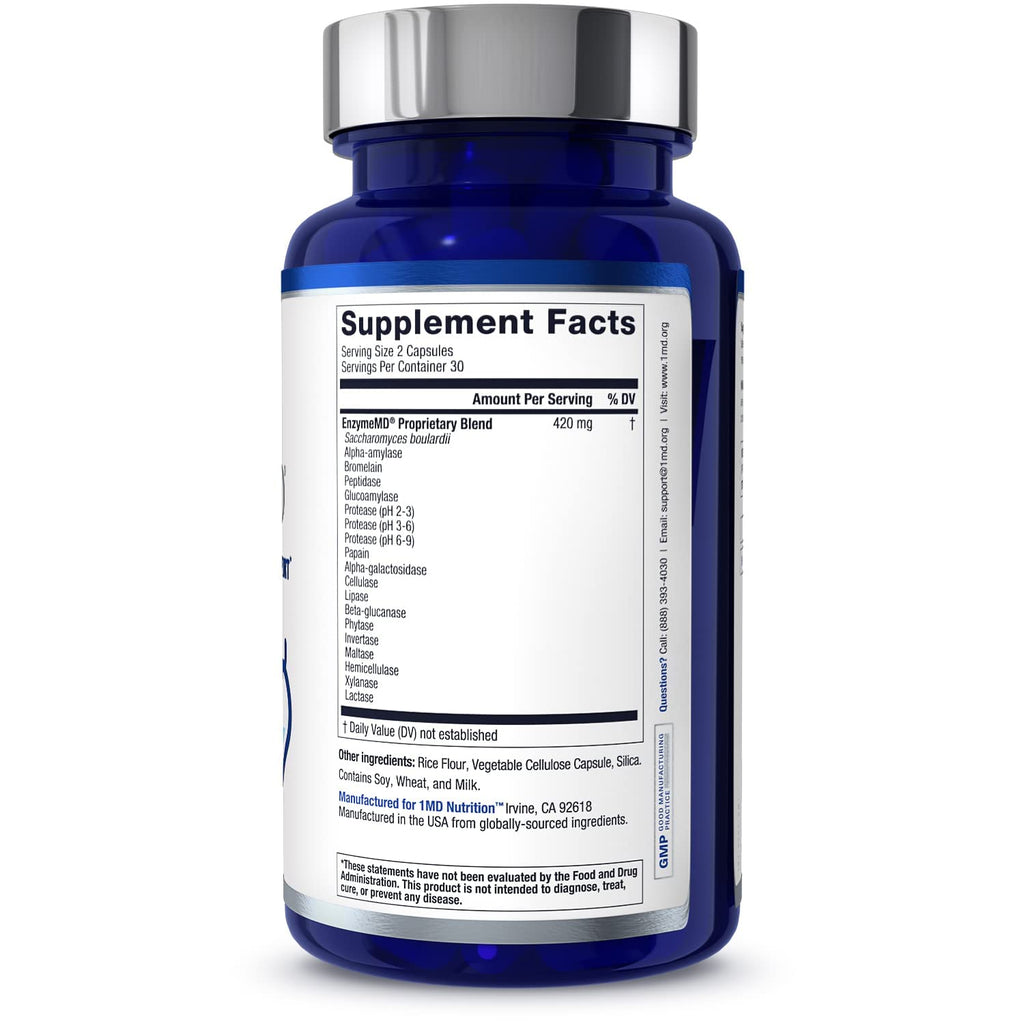 EnzymeMD by 1MD Nutrition – Doctor-Formulated Digestive Enzymes with 18 Plant-Based Enzymes | 60 Capsules