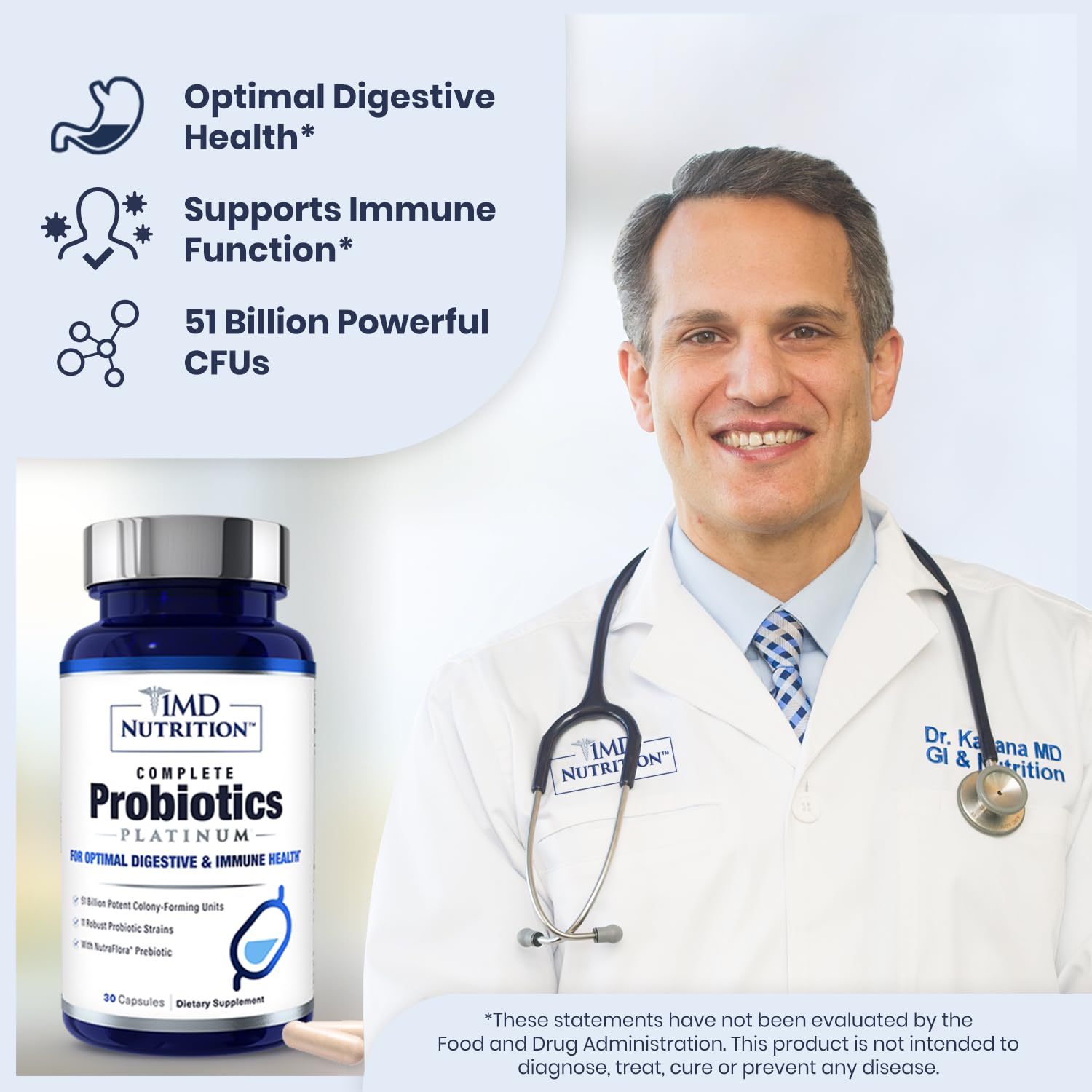 1MD Complete Probiotics Platinum | 51 Billion CFU, 11 Strains, Dairy-Free | Digestive & Immune Support | 2-Pack