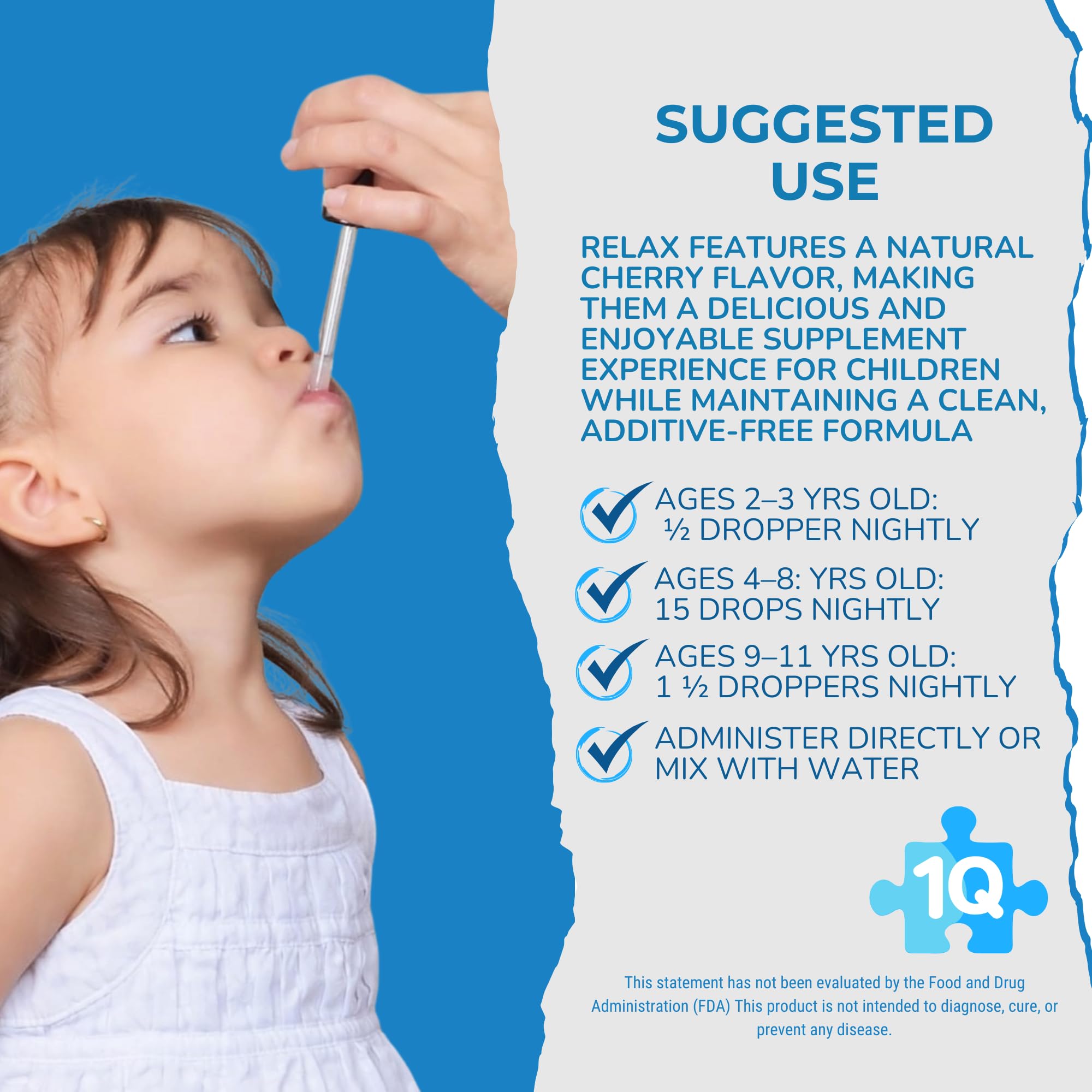 1Q Relax – Liquid Calm Drops for Kids | Magnesium Glycinate, L-Theanine & L-Glycine