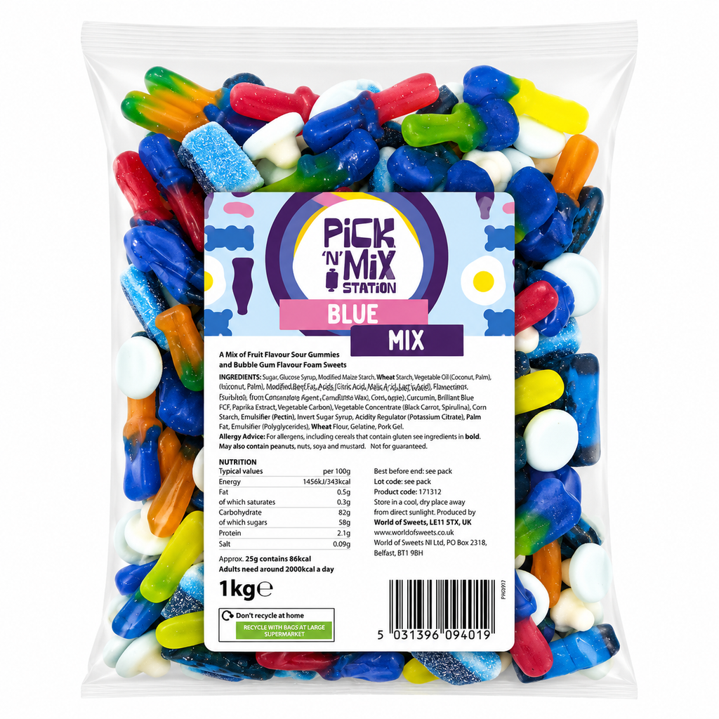 2 For £15.00 1kg Pick N Mix Sweets Red & Blue