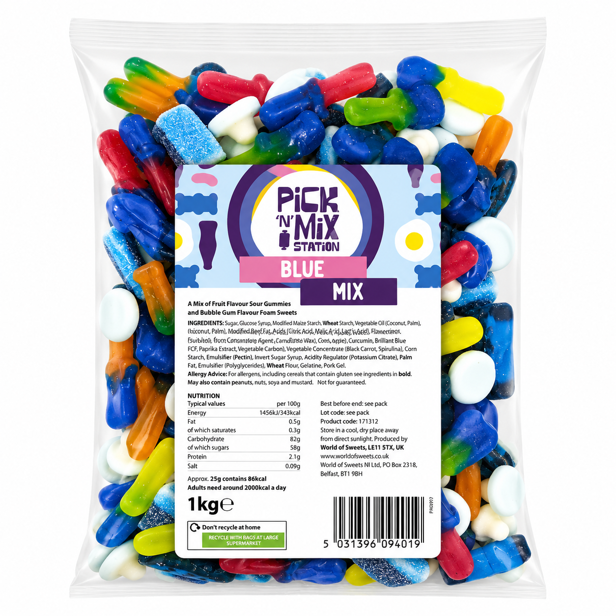 2 For £15.00 1kg Pick N Mix Sweets Red & Blue