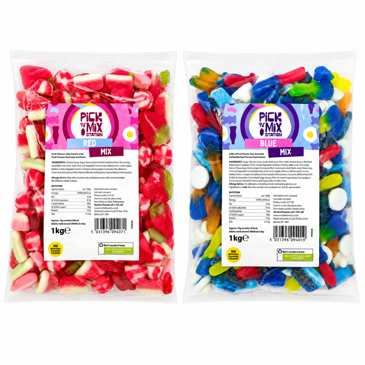 2 For £15.00 1kg Pick N Mix Sweets Red & Blue
