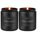 2 Pack Candle – Smoke & Vanilla + Whiskey Tobacco | Masculine Soy Candles for Men, 7oz Each