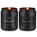 2 Pack Men Candles – Smoke & Vanilla, Vintage Leather | Soy Candles for Men