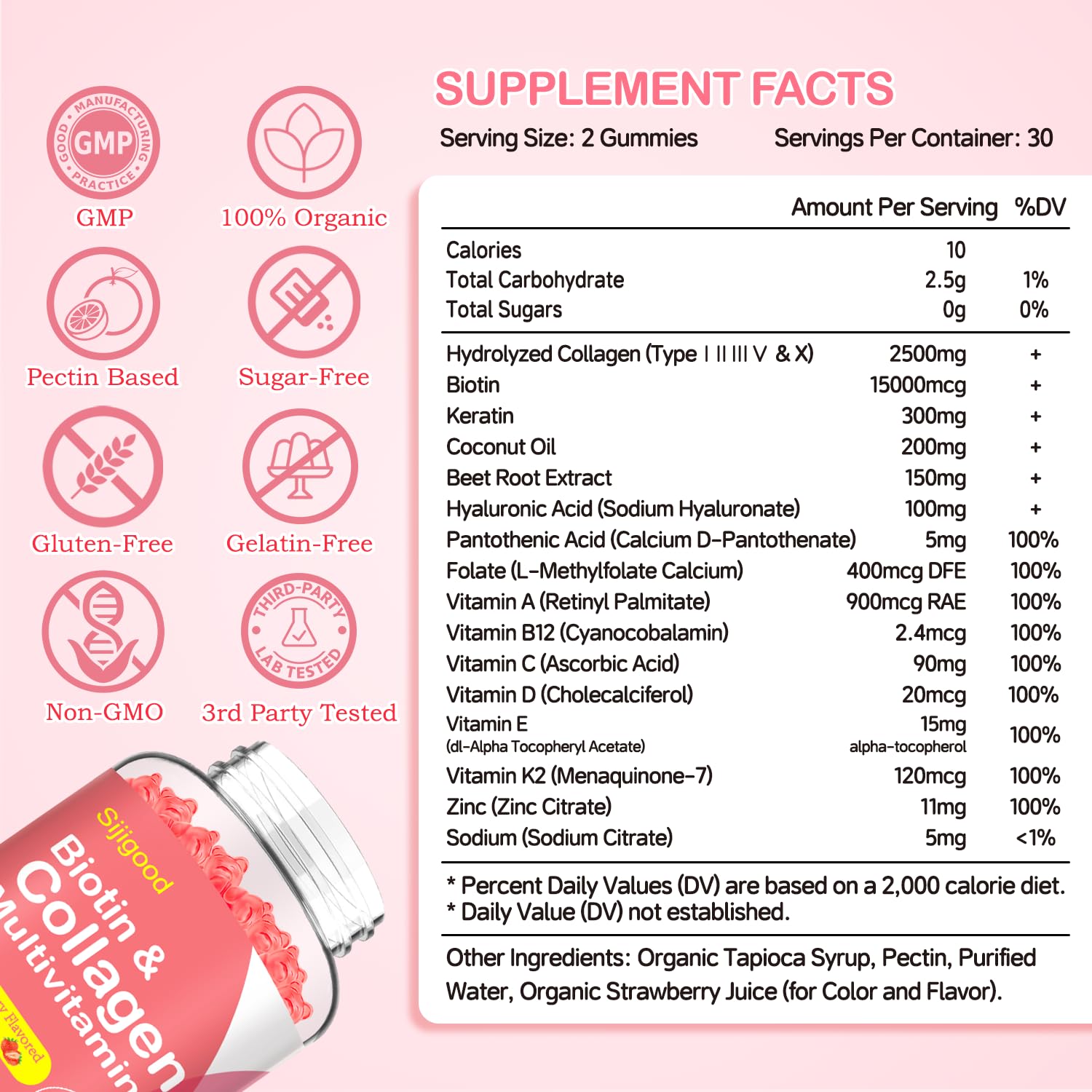 2 Pack Multi Collagen Peptides Gummies – Type I-V, Biotin, HA, Vitamins