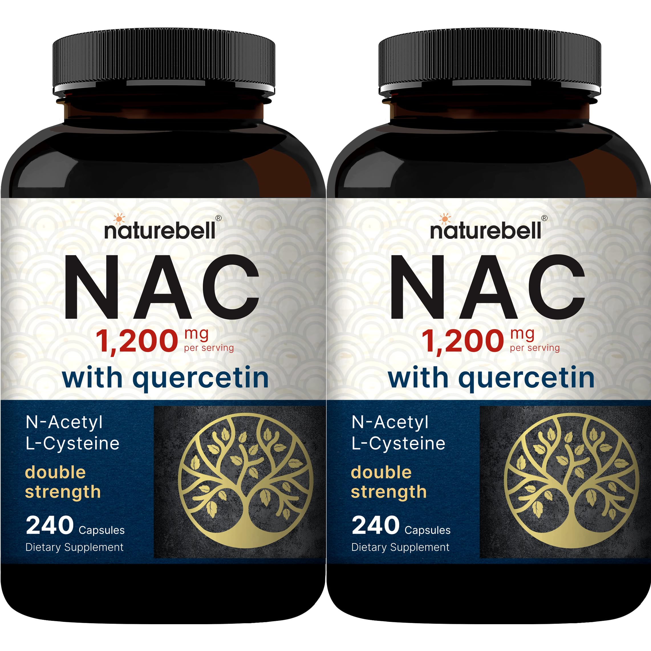 2 Pack NAC with Quercetin – 1200mg/Serving, 480 Capsules | Non-GMO
