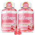 2 Pack Sugar Free Collagen Gummies – Multi-Type Collagen I-V, Biotin & Vitamin C | Strawberry 120 Count