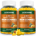 2 Pack Vegan Iron Gummies 100mg – Pineapple Flavor, Vitamin C, A and B – 120 Ct