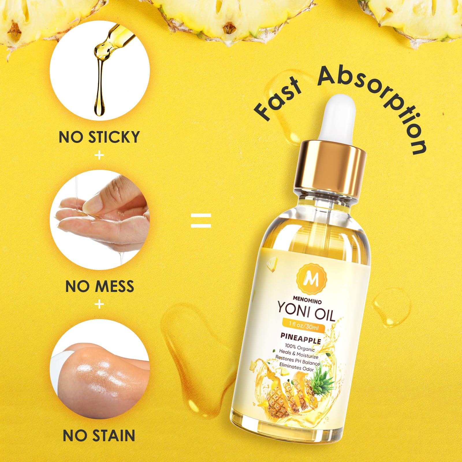 2-Pack Yoni Oil for Women – Organic Pineapple Feminine Oil, pH Balance, 1 fl oz/pc