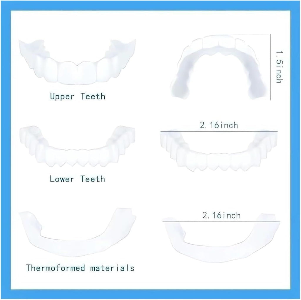 2 Pairs Universal Temporary Smile Solution - Adjustable Top/Bottom for All-Day Comfort