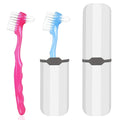 2-Piece Denture Cleaning Brush Set - Multi-Layered Bristles, Ergonomic Handle, Travel Case