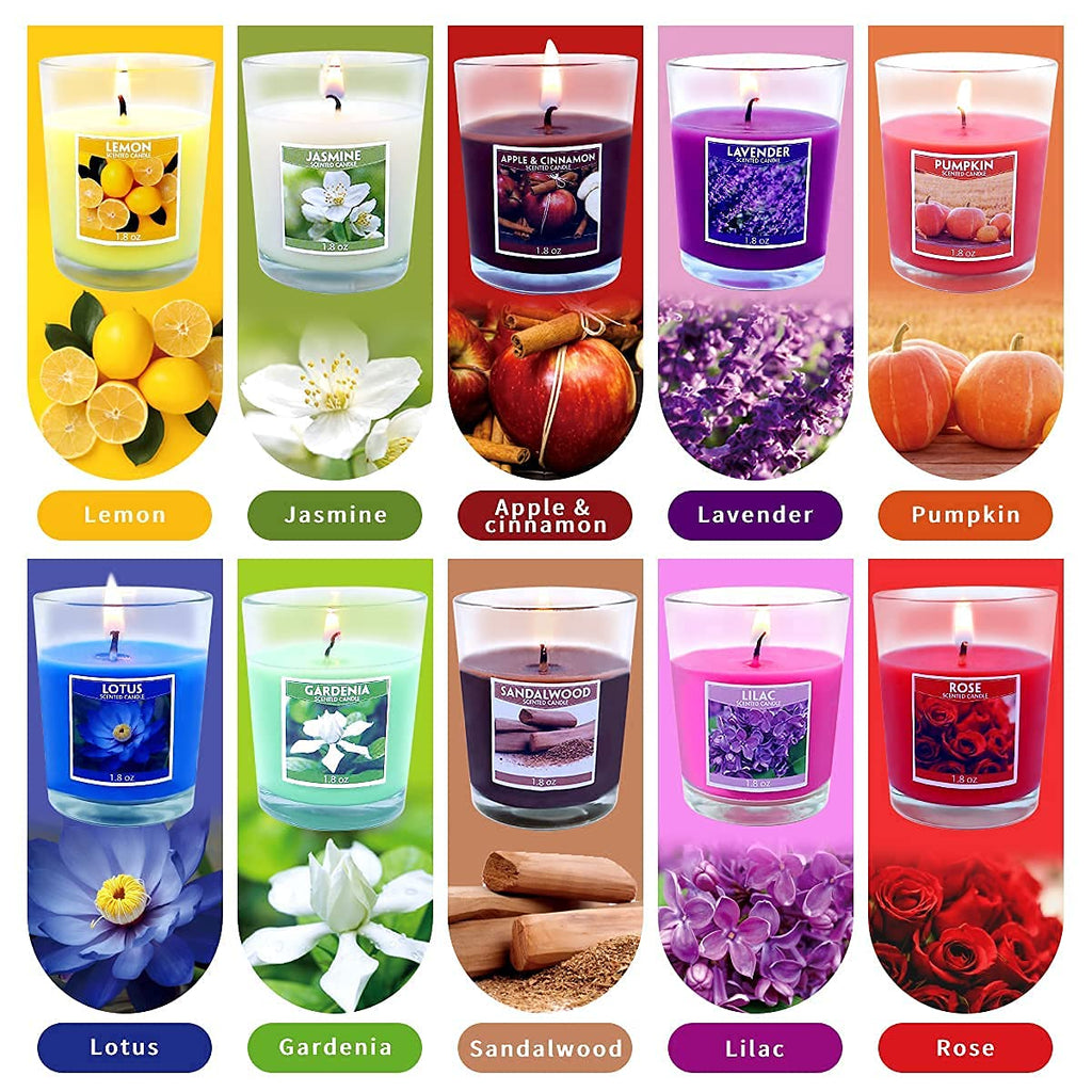 20 Pack Scented Aromatherapy Candles – 10 Fragrances Soy Votive Gift Set