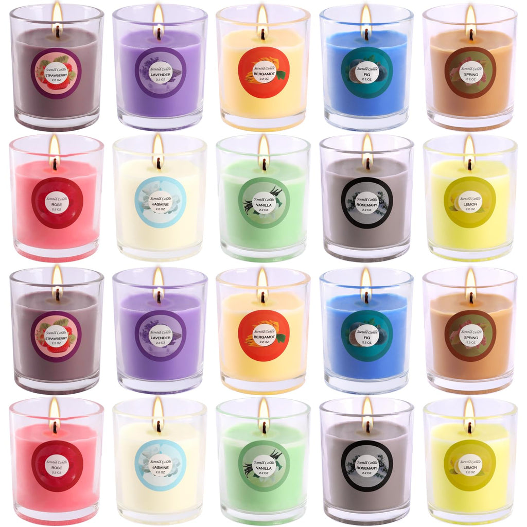 20 Pack Scented Candles Gift Set – 10 Fragrances, Aromatherapy Soy Wax Glass Jar Candle