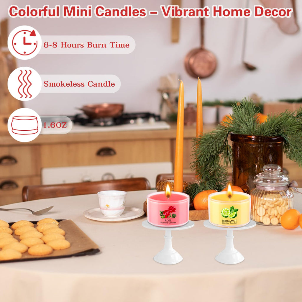 20 Pack Scented Candles Gift Set – 1.6oz Mini Jars, 10 Fragrances & Colors, Natural Soy Wax