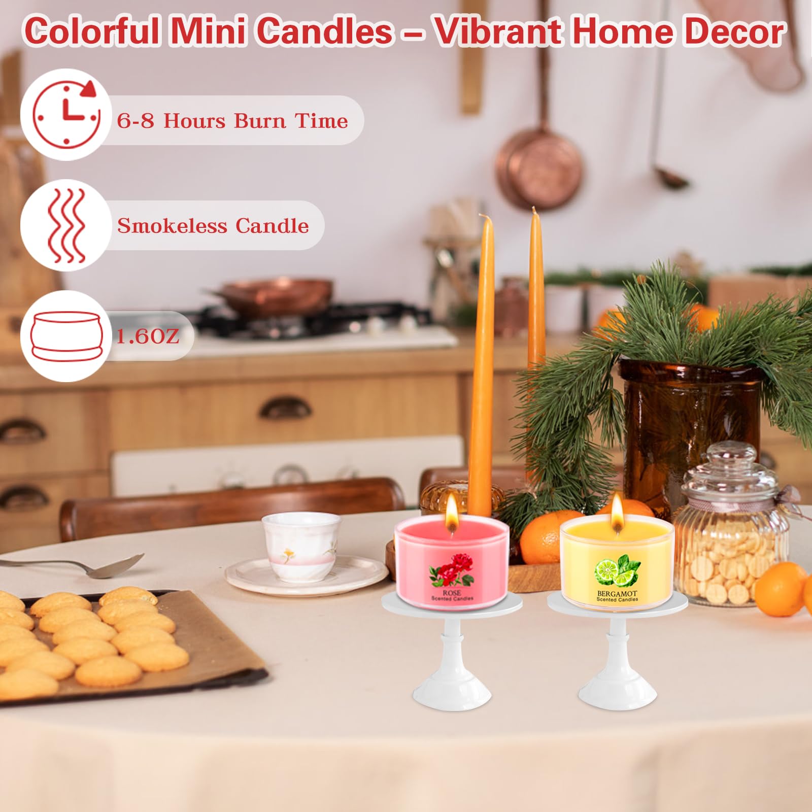 20 Pack Scented Candles Gift Set – 1.6oz Mini Jars, 10 Fragrances & Colors, Natural Soy Wax