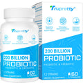 200 Billion CFUs Probiotic: 12 Strains + 3 Organic Prebiotics | Women & Men, 60 Caps, Shelf-Stable, Non-GMO