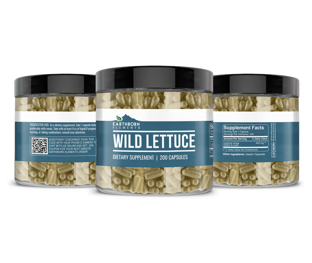 Earthborn Elements Wild Lettuce 200 Capsules – Pure & Undiluted