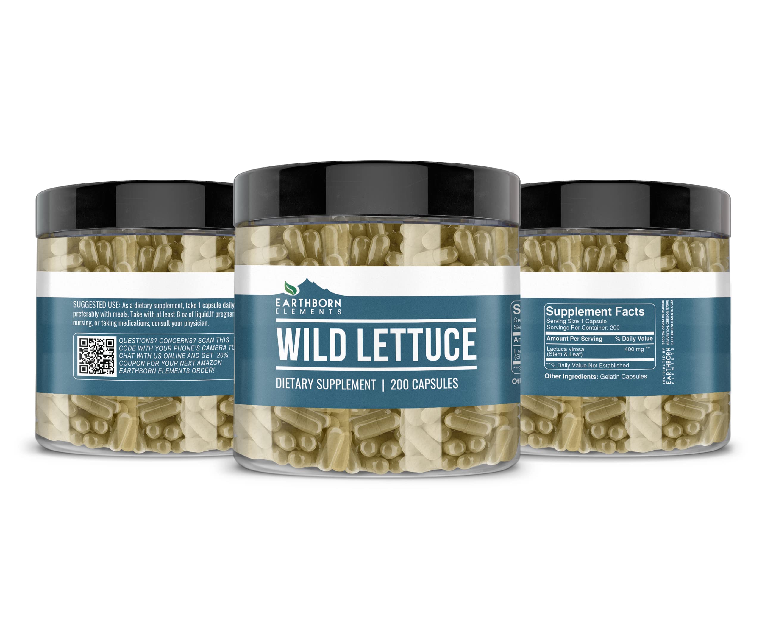 Earthborn Elements Wild Lettuce 200 Capsules – Pure & Undiluted