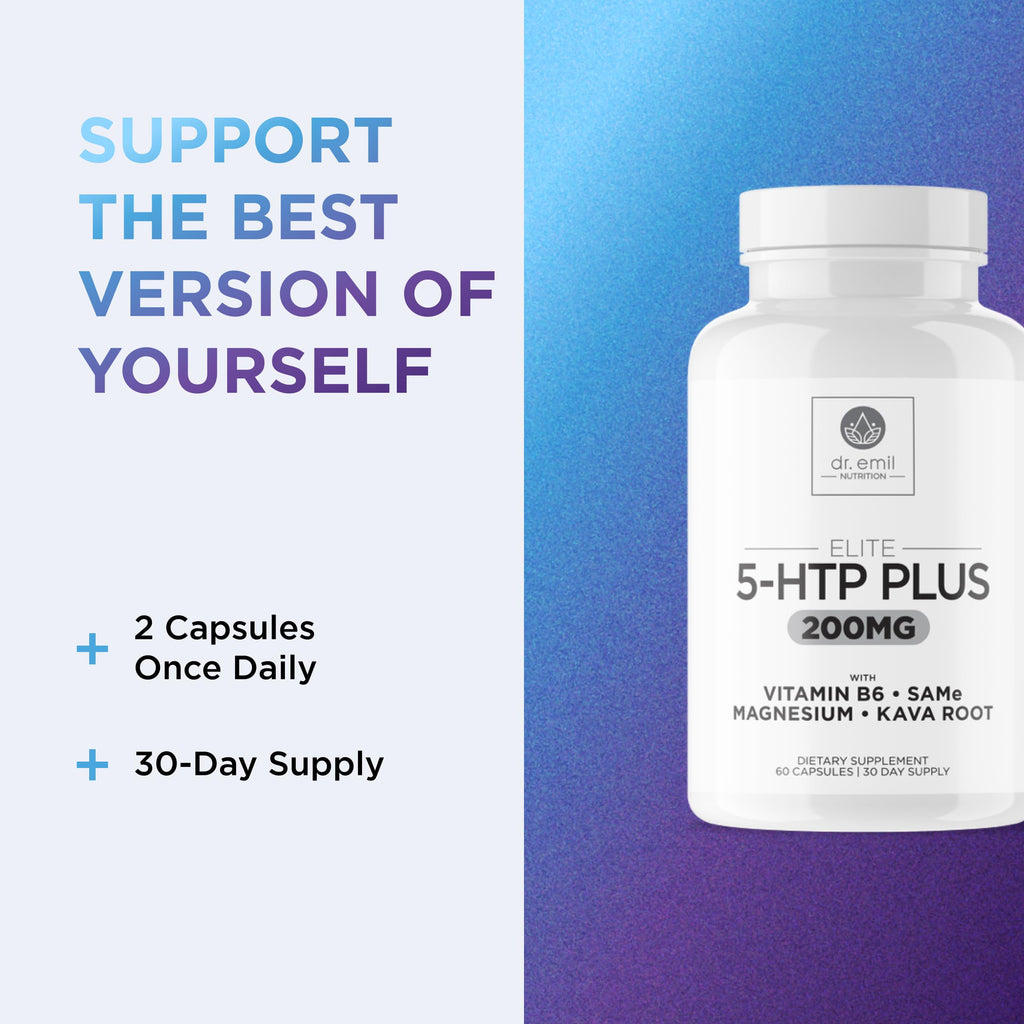 200 mg 5-HTP Elite with Kava, Magnesium & SAM-e – Sleep & Wellbeing, 60 Capsules