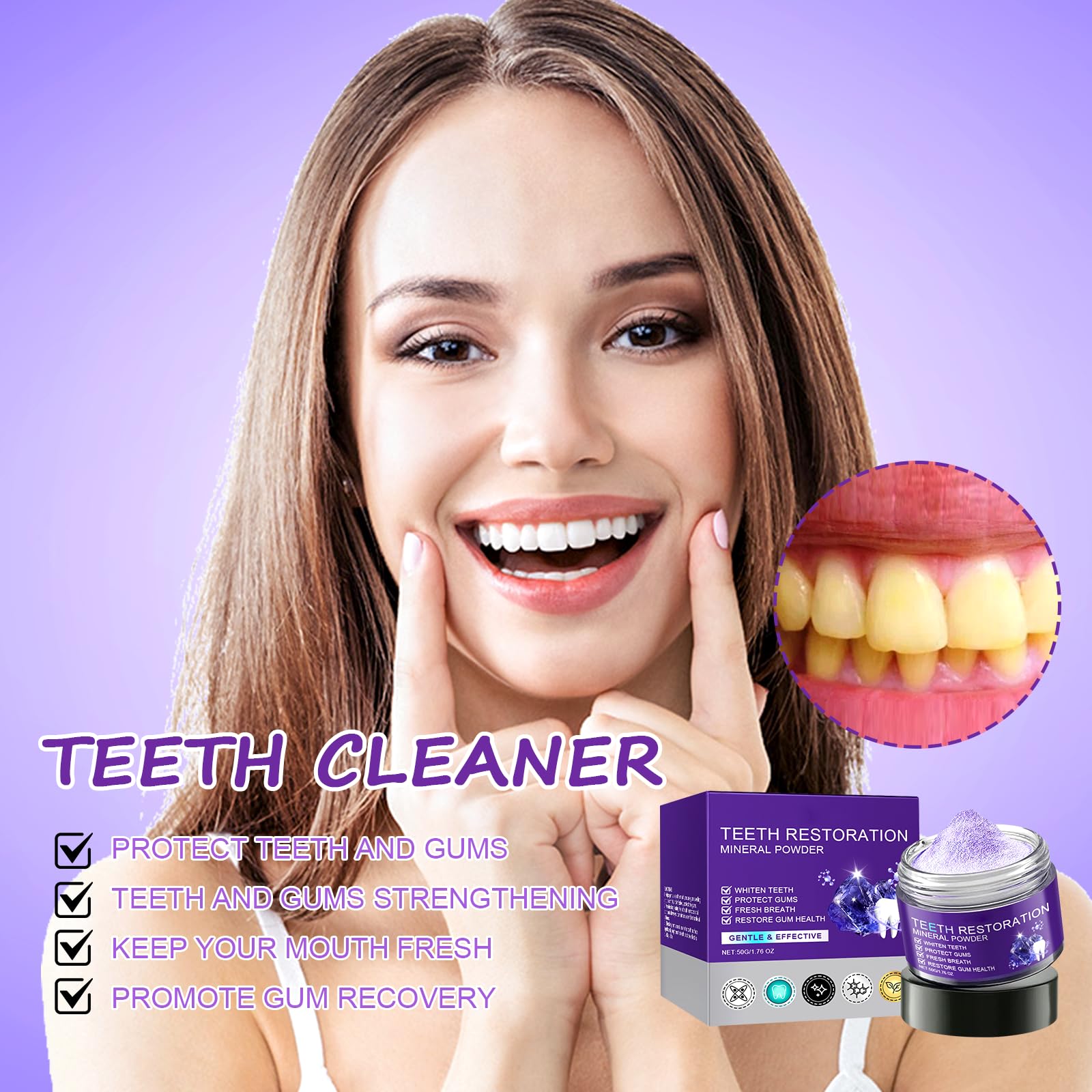 2025 Mineral Tooth Powder for Whitening, Strengthening & Gum Care - Purple